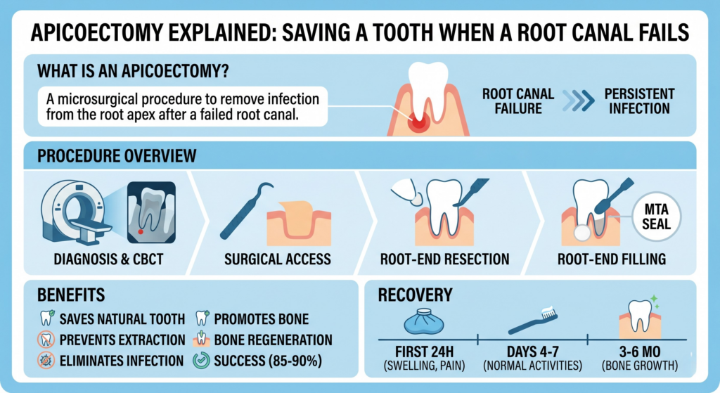 Root Apicoectomy Apicoectomy Explained: Saving a Tooth When a Root Canal Fails